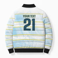 2026 Autumn Rugby Nations Argentina Custom Bomber Puffer Jacket Blue and White Stripes Pattern