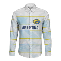 2026 Autumn Rugby Nations Argentina Custom Long Sleeve Button Shirt Blue and White Stripes Pattern
