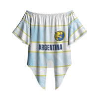 2026 Autumn Rugby Nations Argentina Custom Off Shoulder Wrap Waist Top Blue and White Stripes Pattern