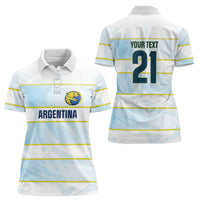 2026 Autumn Rugby Nations Argentina Custom Women Polo Shirt Blue and White Stripes Pattern