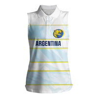 2026 Autumn Rugby Nations Argentina Custom Women Sleeveless Polo Shirt Blue and White Stripes Pattern