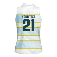 2026 Autumn Rugby Nations Argentina Custom Women Sleeveless Polo Shirt Blue and White Stripes Pattern