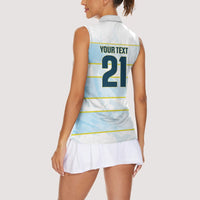 2026 Autumn Rugby Nations Argentina Custom Women Sleeveless Polo Shirt Blue and White Stripes Pattern