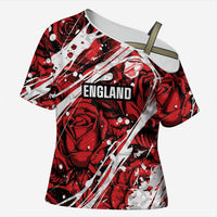 2026 Autumn Rugby Nations England Custom Cross Shoulder Shirt Red Rose Majestic Motif