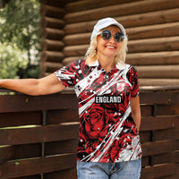 2026 Autumn Rugby Nations England Custom Women Polo Shirt Red Rose Majestic Motif