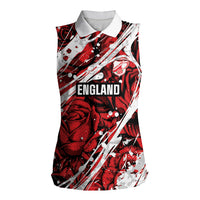 2026 Autumn Rugby Nations England Custom Women Sleeveless Polo Shirt Red Rose Majestic Motif