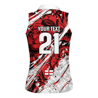 2026 Autumn Rugby Nations England Custom Women Sleeveless Polo Shirt Red Rose Majestic Motif