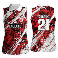 2026 Autumn Rugby Nations England Custom Women Sleeveless Polo Shirt Red Rose Majestic Motif