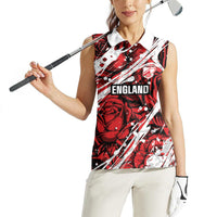 2026 Autumn Rugby Nations England Custom Women Sleeveless Polo Shirt Red Rose Majestic Motif