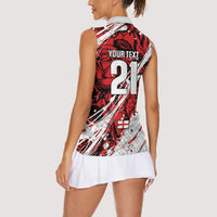 2026 Autumn Rugby Nations England Custom Women Sleeveless Polo Shirt Red Rose Majestic Motif