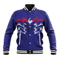 2026 Autumn Rugby Nations France Custom Baseball Jacket Red Blue Stripes Grunge Style