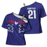 2026 Autumn Rugby Nations France Custom Cross Shoulder Shirt Red Blue Stripes Grunge Style