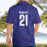 2026 Autumn Rugby Nations France Custom Hawaiian Shirt Red Blue Stripes Grunge Style