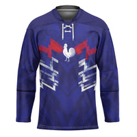 2026 Autumn Rugby Nations France Custom Hockey Jersey Red Blue Stripes Grunge Style