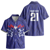 2026 Autumn Rugby Nations France Custom Kid Hawaiian Shirt Red Blue Stripes Grunge Style
