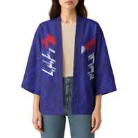 2026 Autumn Rugby Nations France Custom Kimono Red Blue Stripes Grunge Style
