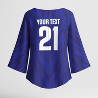 2026 Autumn Rugby Nations France Custom Kimono Sleeve Blouse Red Blue Stripes Grunge Style