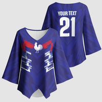 2026 Autumn Rugby Nations France Custom Kimono Sleeve Blouse Red Blue Stripes Grunge Style