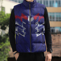 2026 Autumn Rugby Nations France Custom Sleeveless Puffer Jacket Red Blue Stripes Grunge Style
