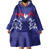 2026 Autumn Rugby Nations France Custom Wearable Blanket Hoodie Red Blue Stripes Grunge Style