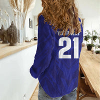 2026 Autumn Rugby Nations France Custom Women Casual Shirt Red Blue Stripes Grunge Style