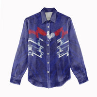 2026 Autumn Rugby Nations France Custom Women Casual Shirt Red Blue Stripes Grunge Style