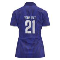 2026 Autumn Rugby Nations France Custom Women Polo Shirt Red Blue Stripes Grunge Style