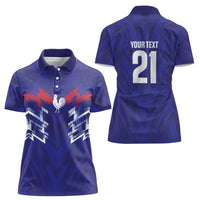 2026 Autumn Rugby Nations France Custom Women Polo Shirt Red Blue Stripes Grunge Style