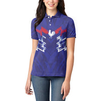 2026 Autumn Rugby Nations France Custom Women Polo Shirt Red Blue Stripes Grunge Style