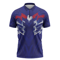 2026 Autumn Rugby Nations France Custom Zipper Polo Shirt Red Blue Stripes Grunge Style