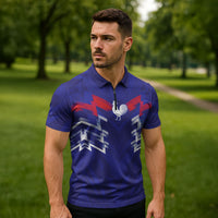 2026 Autumn Rugby Nations France Custom Zipper Polo Shirt Red Blue Stripes Grunge Style
