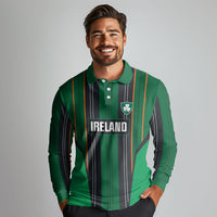 2026 Autumn Rugby Nations Ireland Custom Long Sleeve Polo Shirt Shamrock Gold Green Stripes Style