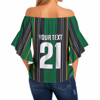 2026 Autumn Rugby Nations Ireland Custom Off Shoulder Wrap Waist Top Shamrock Gold Green Stripes Style