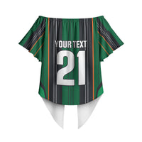 2026 Autumn Rugby Nations Ireland Custom Off Shoulder Wrap Waist Top Shamrock Gold Green Stripes Style