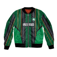 2026 Autumn Rugby Nations Ireland Custom Sleeve Zip Bomber Jacket Shamrock Gold Green Stripes Style