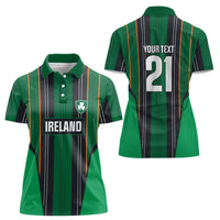2026 Autumn Rugby Nations Ireland Custom Women Polo Shirt Shamrock Gold Green Stripes Style