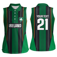 2026 Autumn Rugby Nations Ireland Custom Women Sleeveless Polo Shirt Shamrock Gold Green Stripes Style