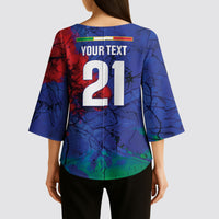 2026 Autumn Rugby Nations Italy Custom Kimono Sleeve Blouse Flag Italian Watercolour Art