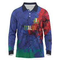 2026 Autumn Rugby Nations Italy Custom Long Sleeve Polo Shirt Flag Italian Watercolour Art