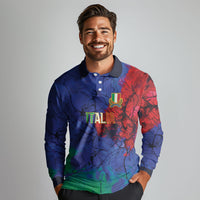 2026 Autumn Rugby Nations Italy Custom Long Sleeve Polo Shirt Flag Italian Watercolour Art