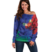 2026 Autumn Rugby Nations Italy Custom Off Shoulder Sweater Flag Italian Watercolour Art