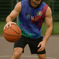 2026 Autumn Rugby Nations Italy Custom Sleeveless Hoodie Flag Italian Watercolour Art