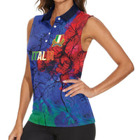 2026 Autumn Rugby Nations Italy Custom Women Sleeveless Polo Shirt Flag Italian Watercolour Art