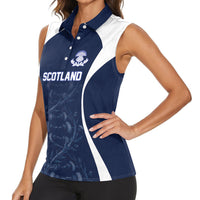 2026 Autumn Rugby Nations Scotland Custom Women Sleeveless Polo Shirt Scottish Thistle DNA Sporty