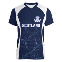 2026 Autumn Rugby Nations Scotland Custom Women V-Neck T-Shirt Scottish Thistle DNA Sporty