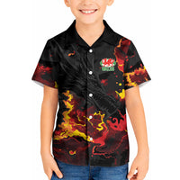 2026 Autumn Rugby Nations Wales Custom Kid Hawaiian Shirt Black Cymru Welsh Dragon