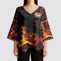 2026 Autumn Rugby Nations Wales Custom Kimono Sleeve Blouse Black Cymru Welsh Dragon
