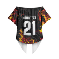 2026 Autumn Rugby Nations Wales Custom Off Shoulder Wrap Waist Top Black Cymru Welsh Dragon