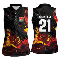 2026 Autumn Rugby Nations Wales Custom Women Sleeveless Polo Shirt Black Cymru Welsh Dragon