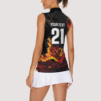 2026 Autumn Rugby Nations Wales Custom Women Sleeveless Polo Shirt Black Cymru Welsh Dragon